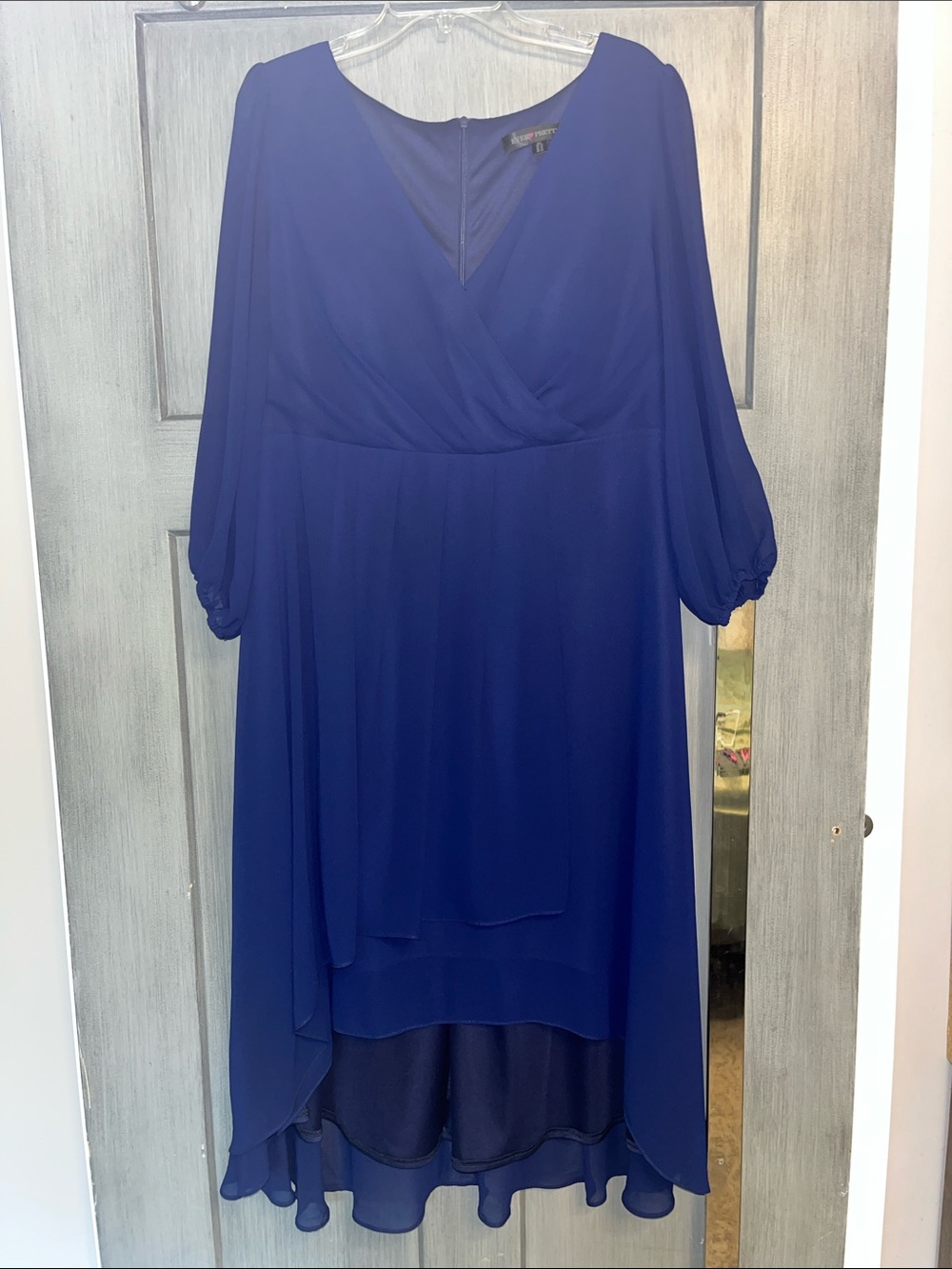 Ever Pretty Sz 16 Navy Blue High-Low Chiffon Dress, Layers, Evening, Flowy